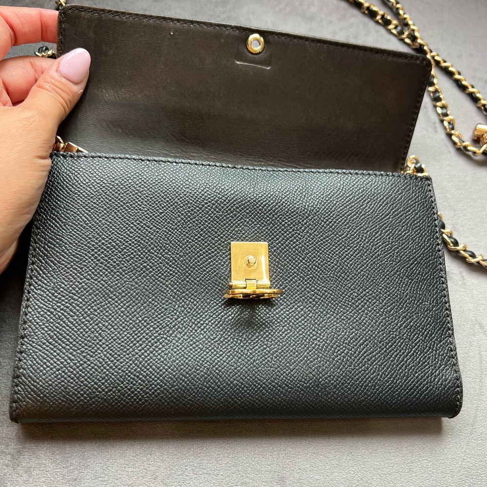 Vintage caviar Chanel black and gold clutch wallet on chain crossbody bag - Picture 6 of 17